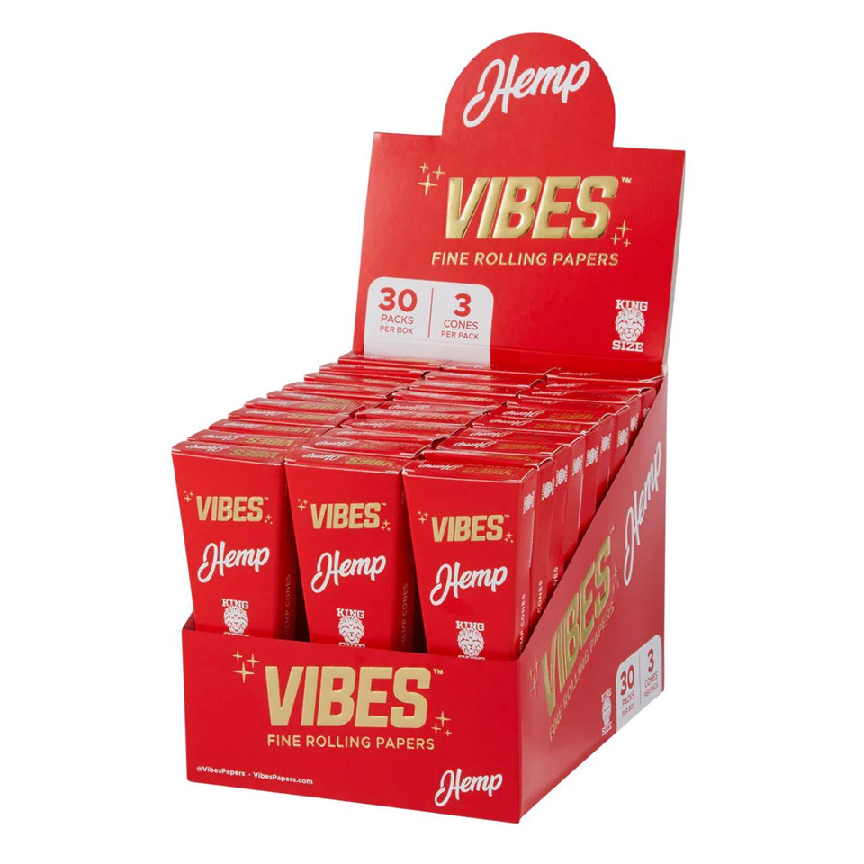 VIBES 30PK KING SIZE CONES HEMP