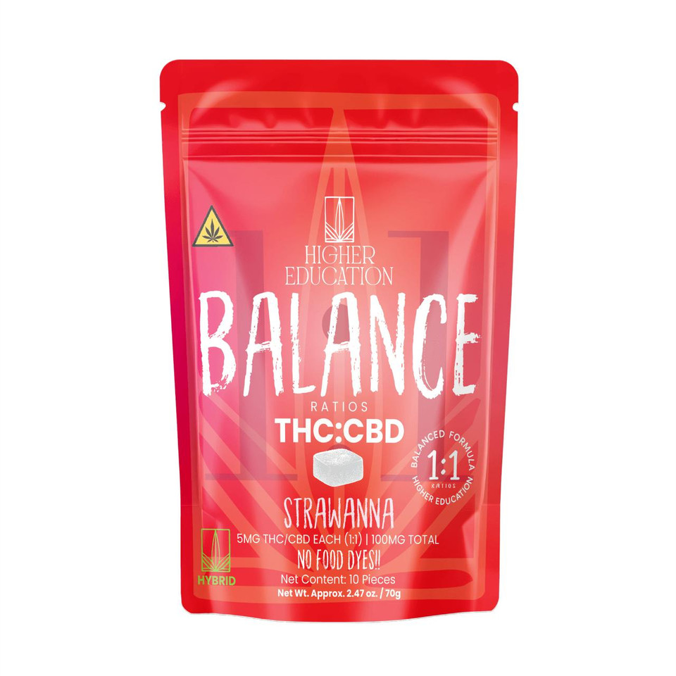 Higher Education Balance Ratios THCCBD Gummies 100MG 10CT-Strawanna Hybrid