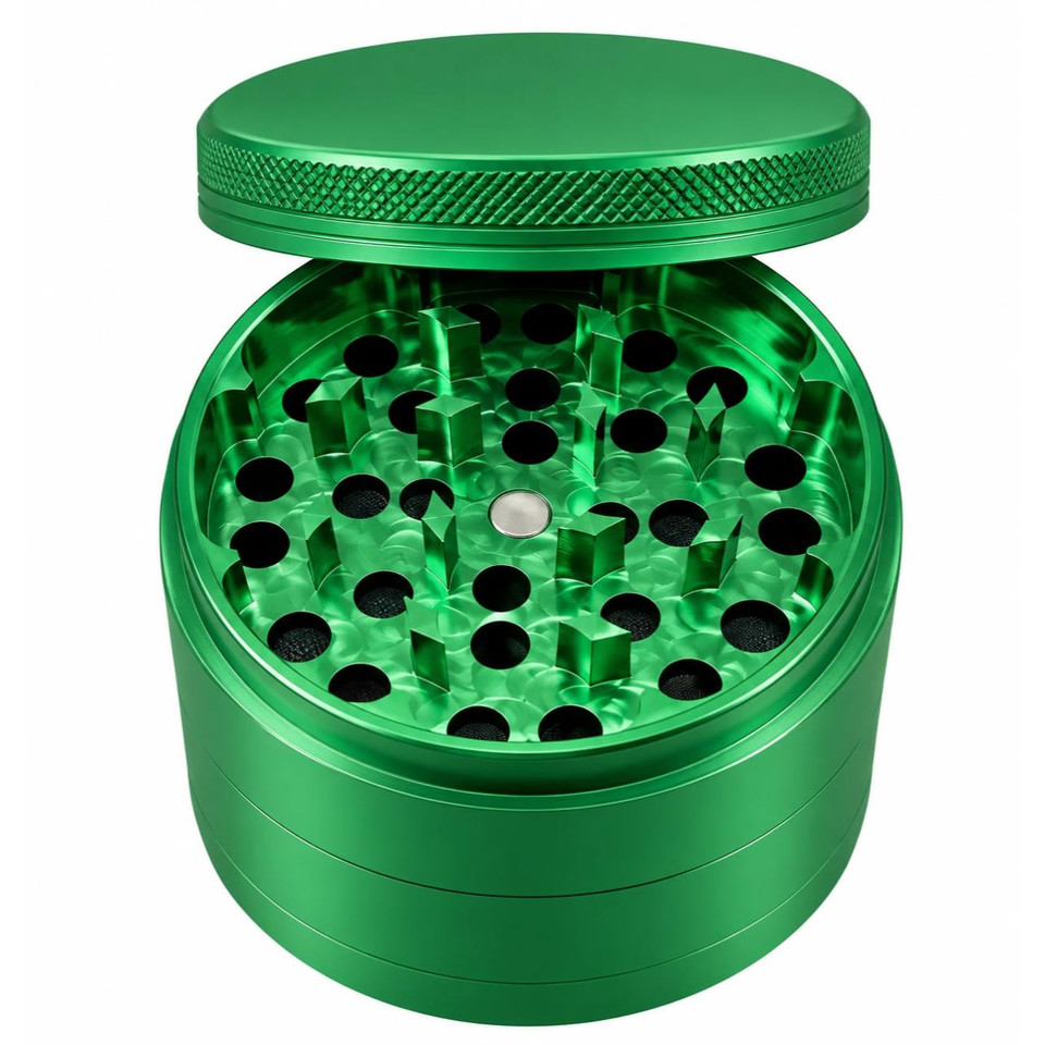 Human Grade 4 Piece Aluminum W Rubber Grinder Green