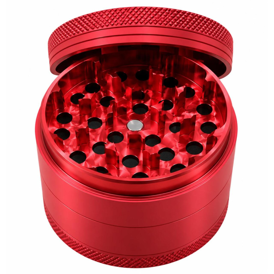 Human Grade 4 Piece Aluminum W Rubber Grinder Red (Japanese Maple)