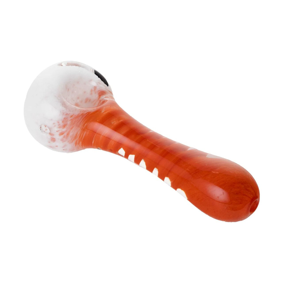 Human Grade IO Twist Hand Pipe-White Frit with Orange