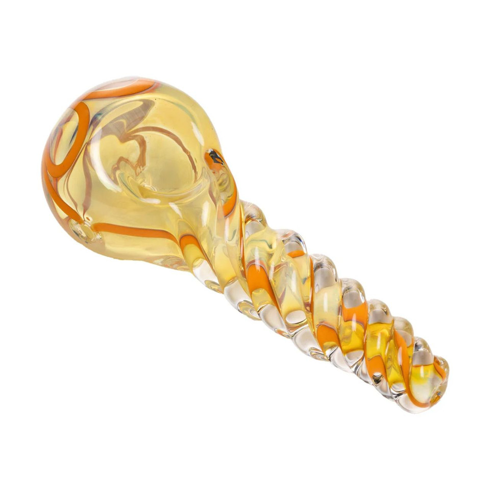 Human Grade Twist Spoon Pipe Model B-Clear Orange