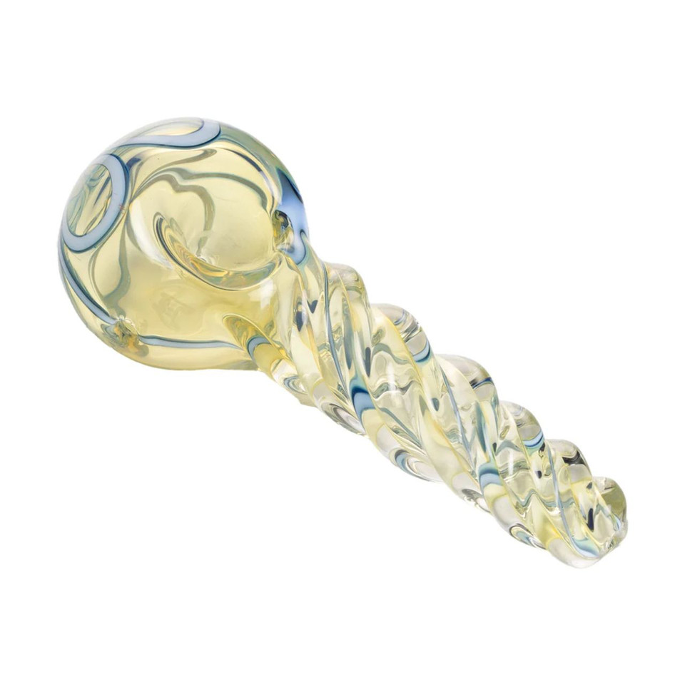 Human Grade Twist Spoon Pipe Model B-Clear Blue