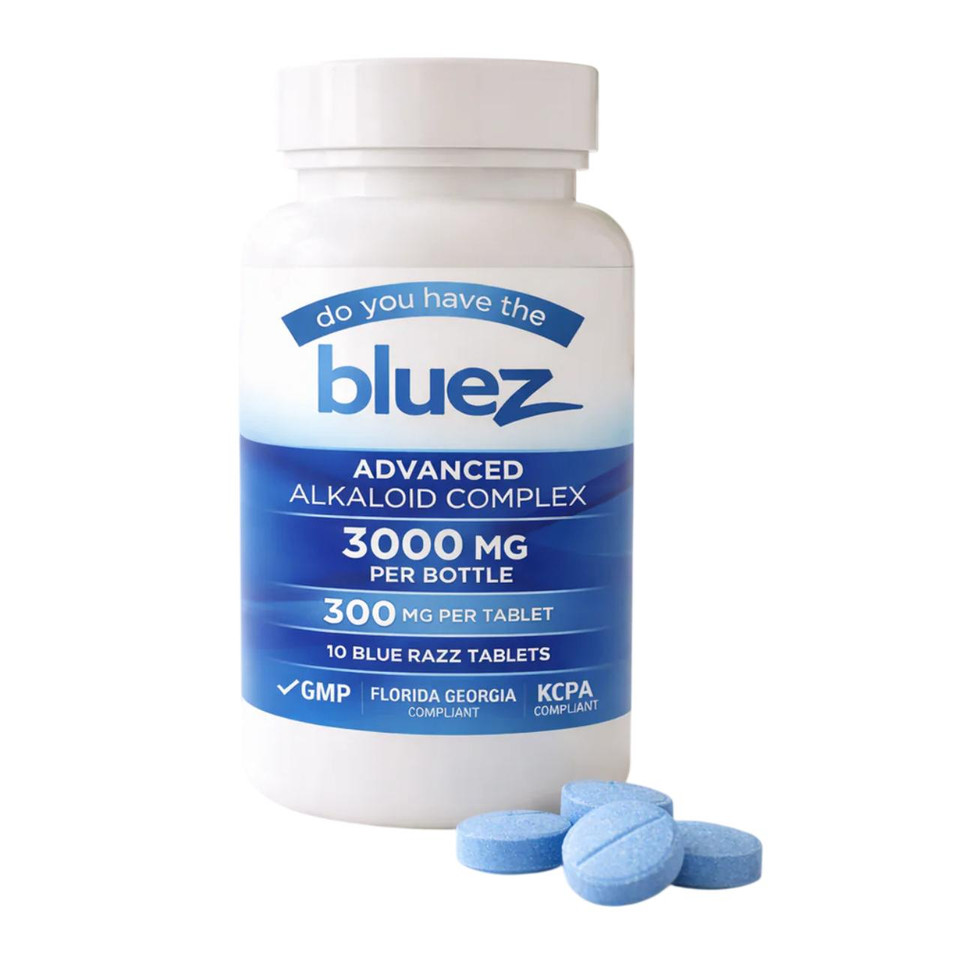 BlueZ Advance Alkaloid Complex Tablets Bottle 3000MG-10CT Blue Razz