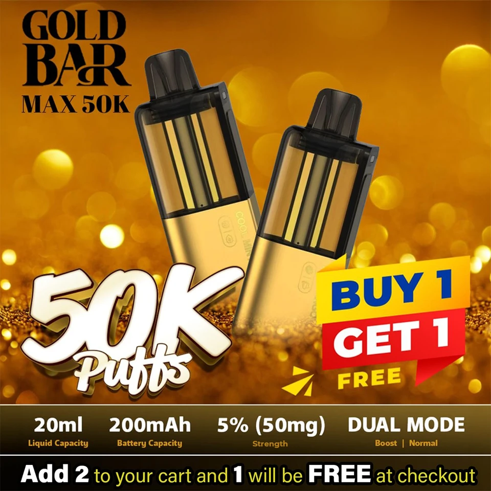 Gold Bar Max 50K Puff Disposable Pre-filled Pod | Pack of 1 - Buy 1 Get 1 Free