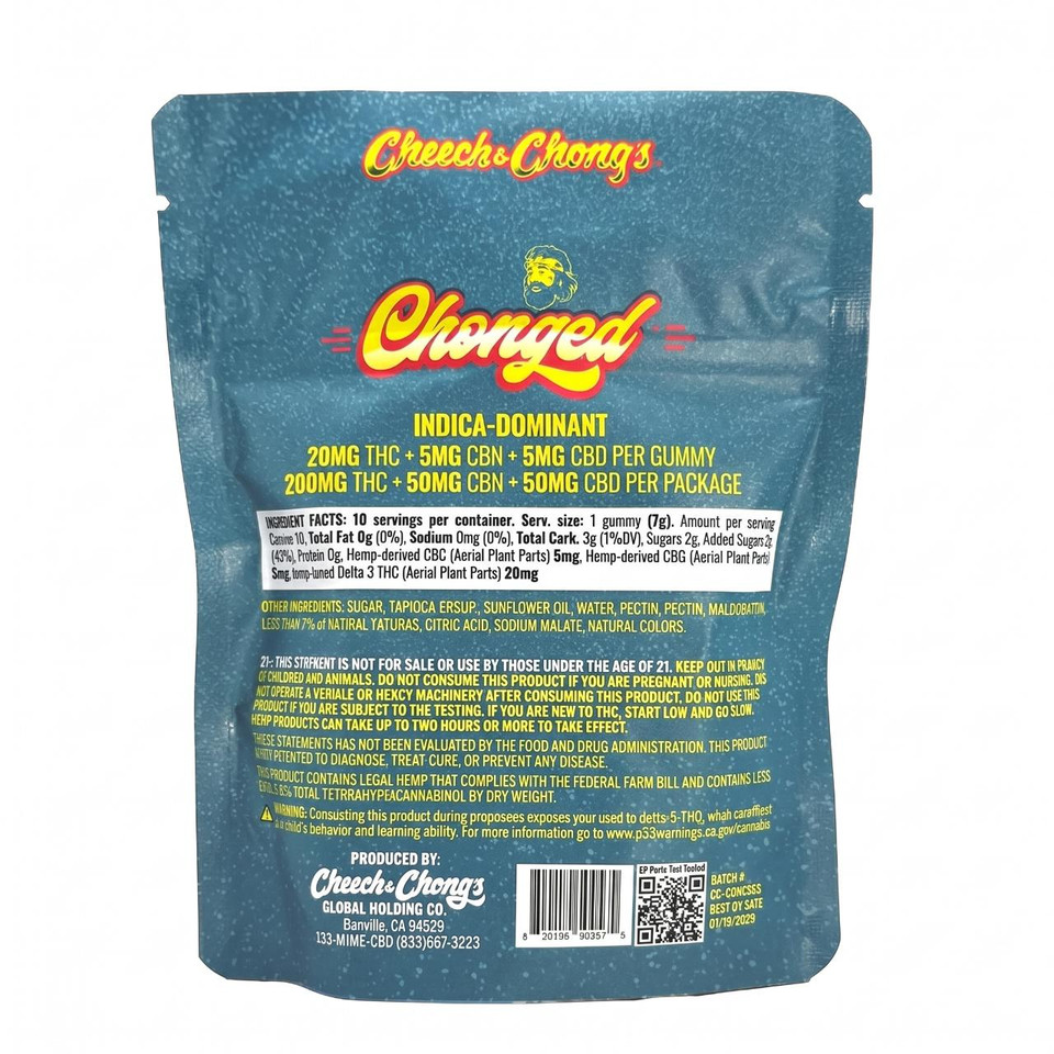 Cheech & Chong Legends Line 200mg 10ct Gummies 1pk Chonged Watermelon Back