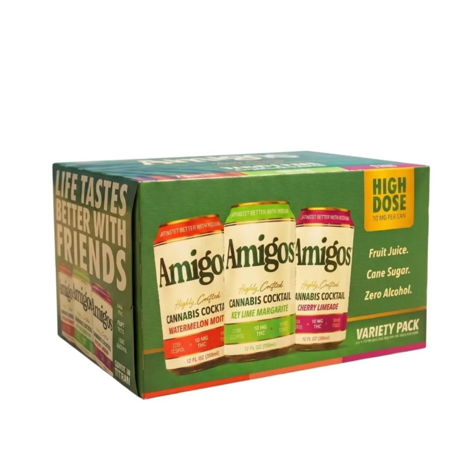 Amigos THC Cannabis Soda 10MG Variety Pack Pack of 6