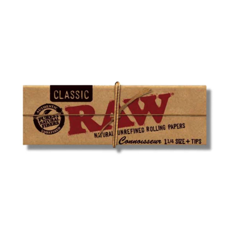RAW Rolling Papers-1-1 4-1PK Classic with Connoisseur Tips