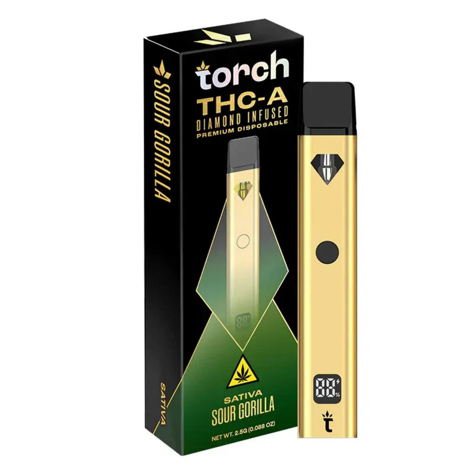 Torch THC-A Diamond Infused Premium Disposable 2.5G Sour Gorilla Sativa