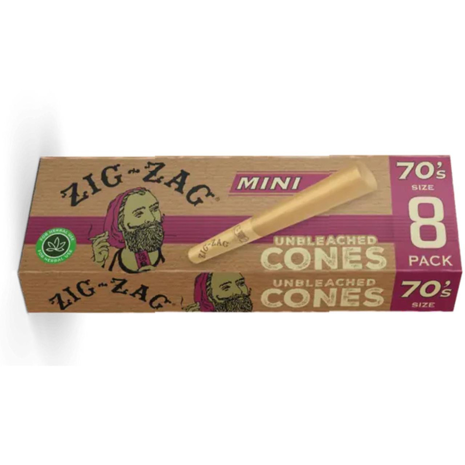 Zig Zag 70MM Cones 1PK-8CT Unbleached