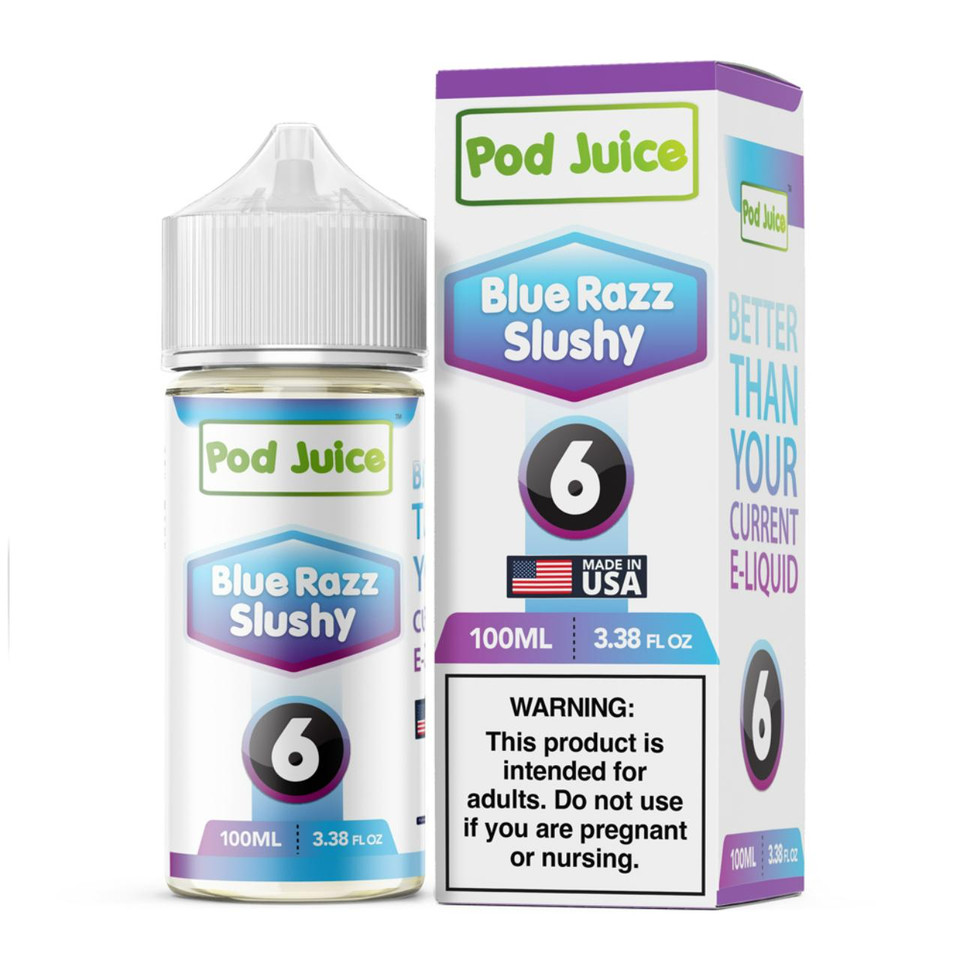Pod Juice Blue Razz Slushy Nixodine 100ML E-Juice 6 MG