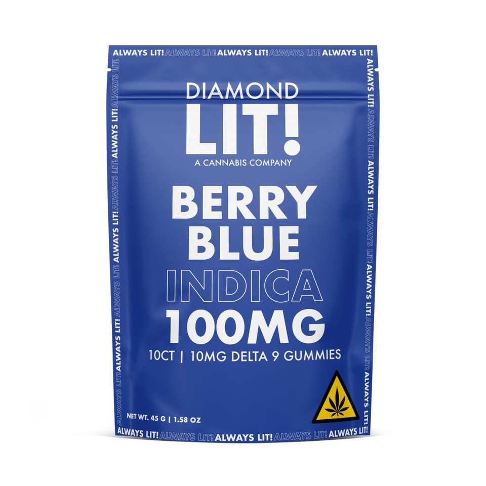 LIT THC Gummies 100MG-10CT Berry Blue Indica