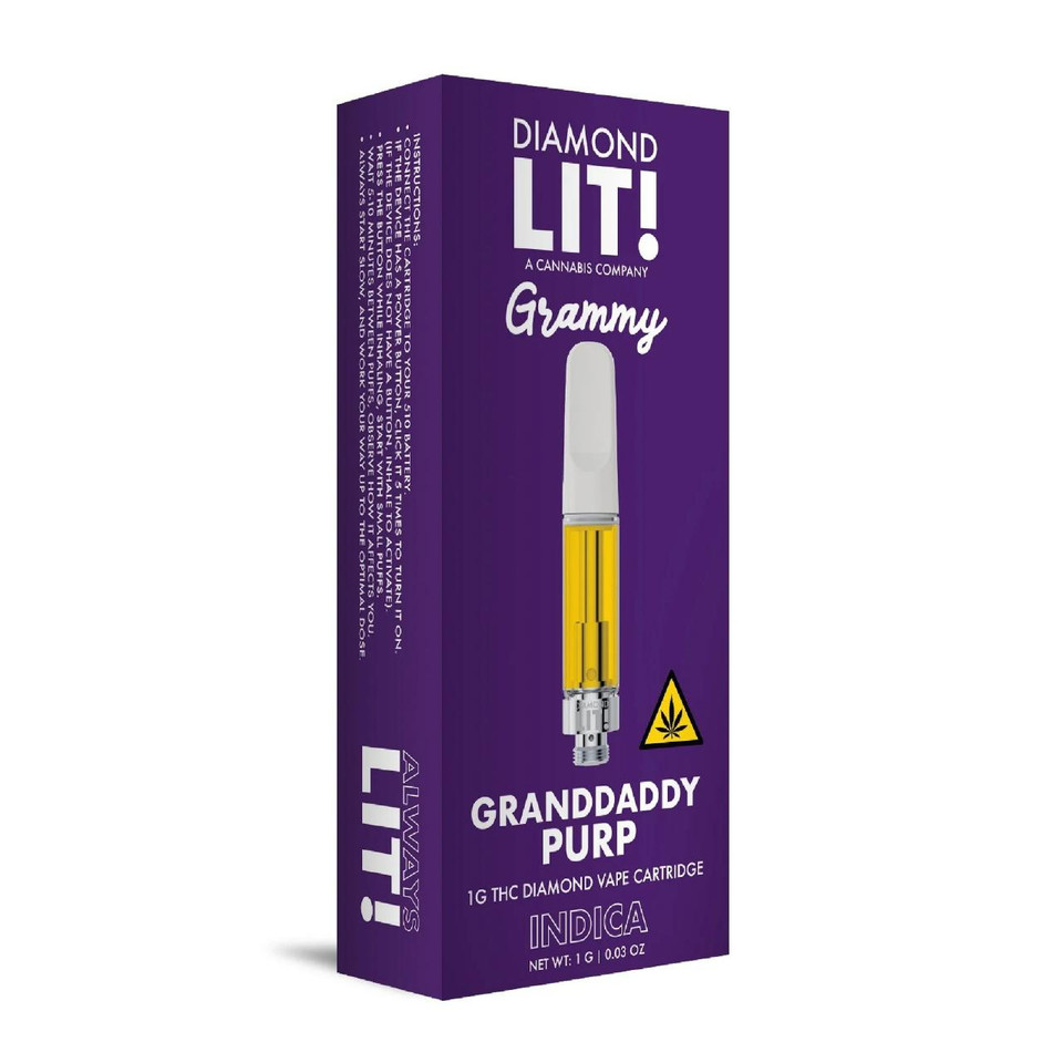 LIT THC Diamond Grammy Vape Cartridge 1G Granddaddy Purple Indica