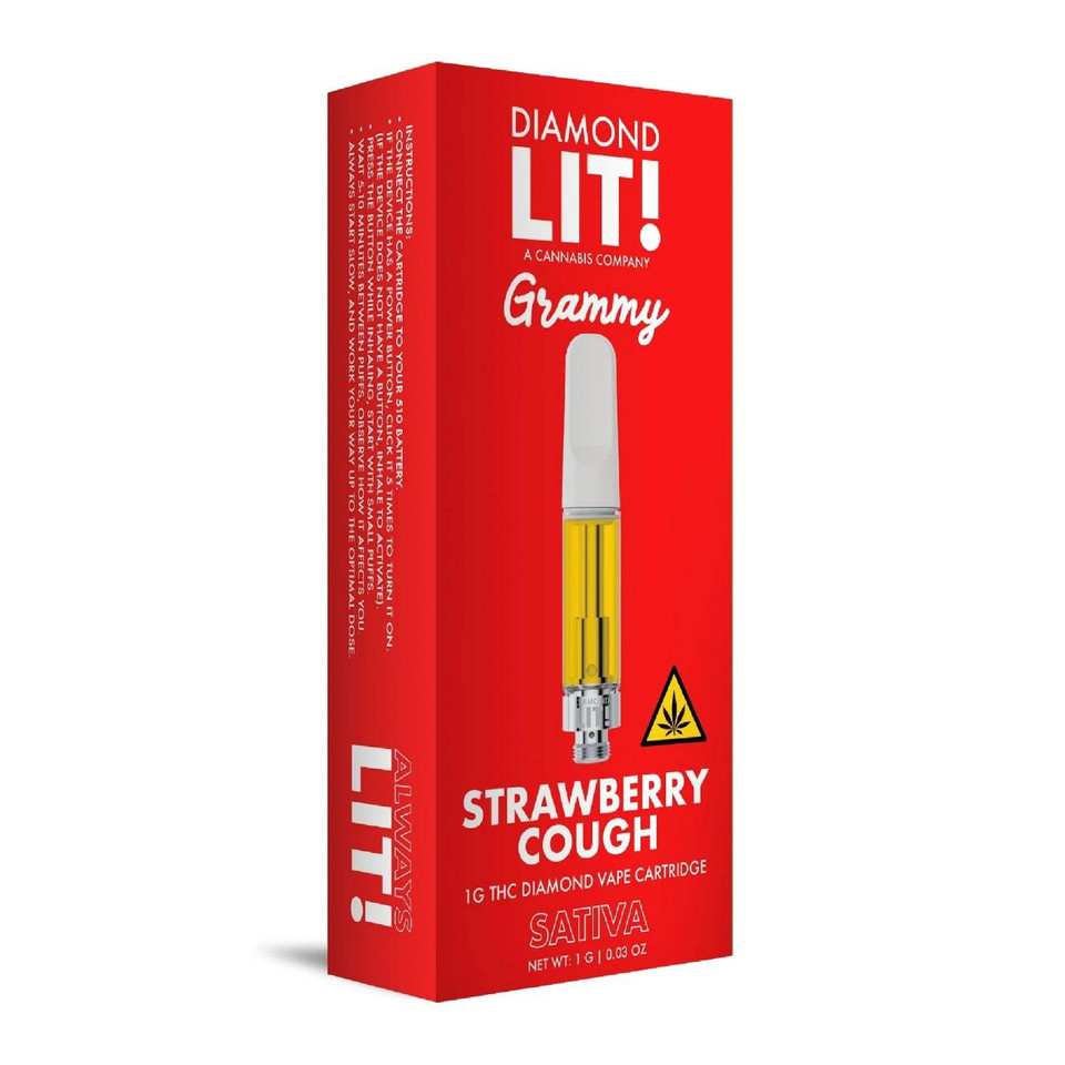 LIT THC Diamond Grammy Vape Cartridge 1G Strawberry Cough Sativa