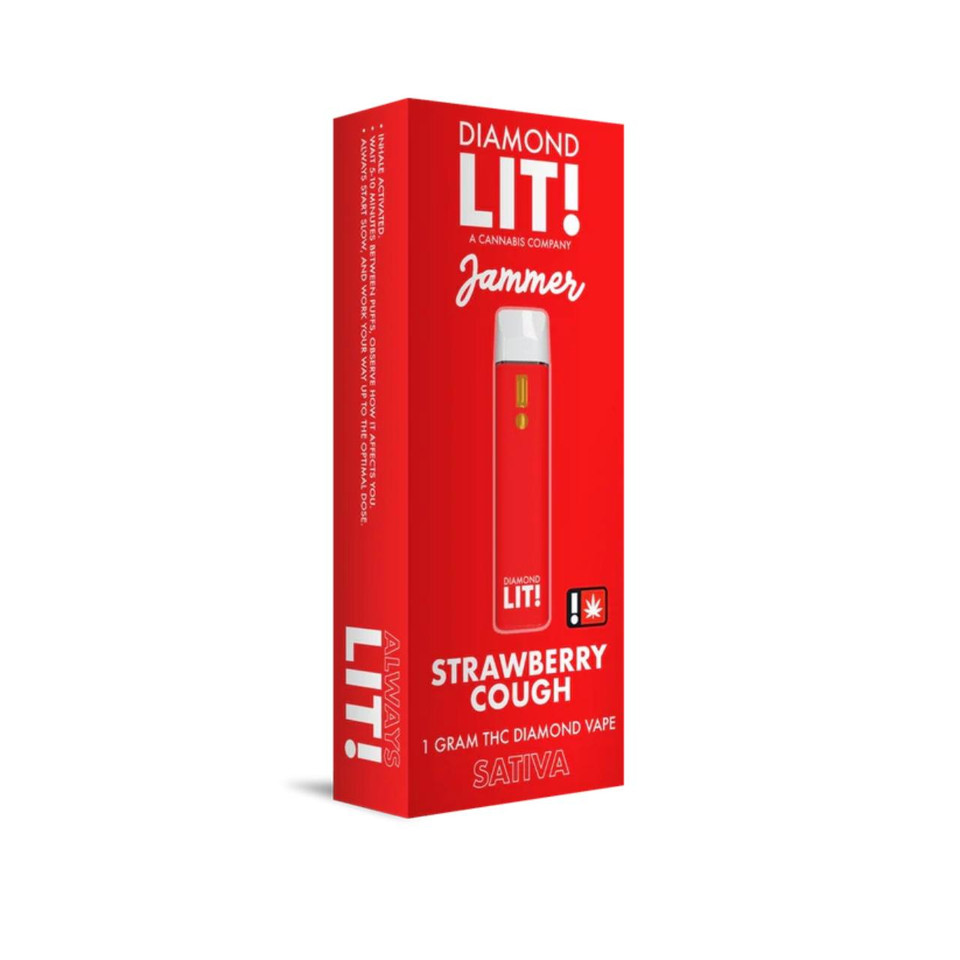 LIT THC Diamond Jammer Vape Disposable 1G Strawberry Cough Sativa