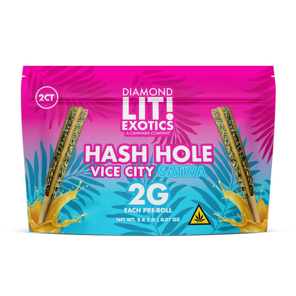 LIT Exotics Diamond Hashole Prerolls 2G 1PK-2CT Vice CIty Sativa