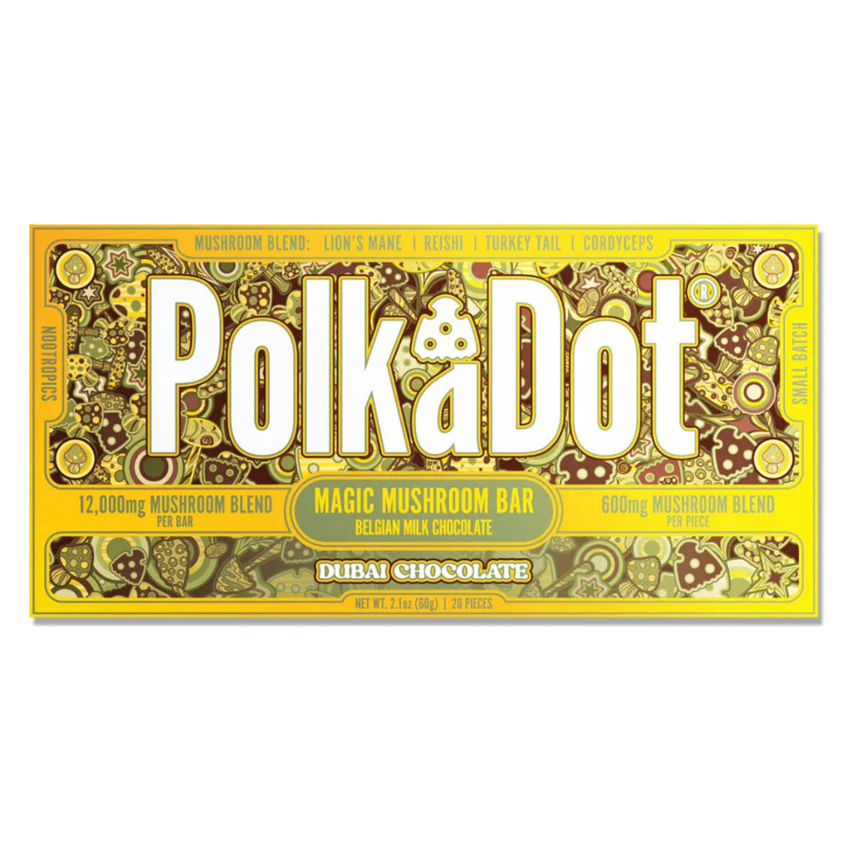 Polka Dot Mushroom Chocolate Bar - 12000MG Dubai Chocolate
