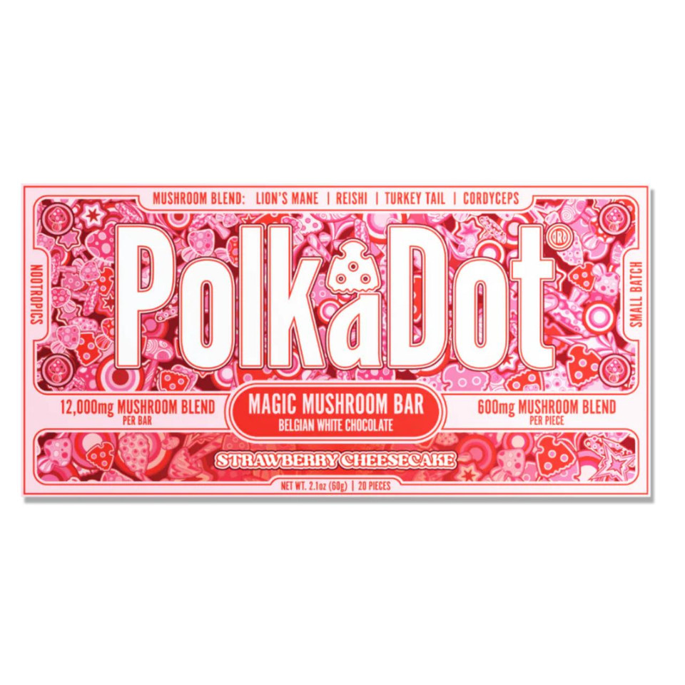 Polka Dot Mushroom Chocolate Bar - 12000MG Strawberry Cheesecake