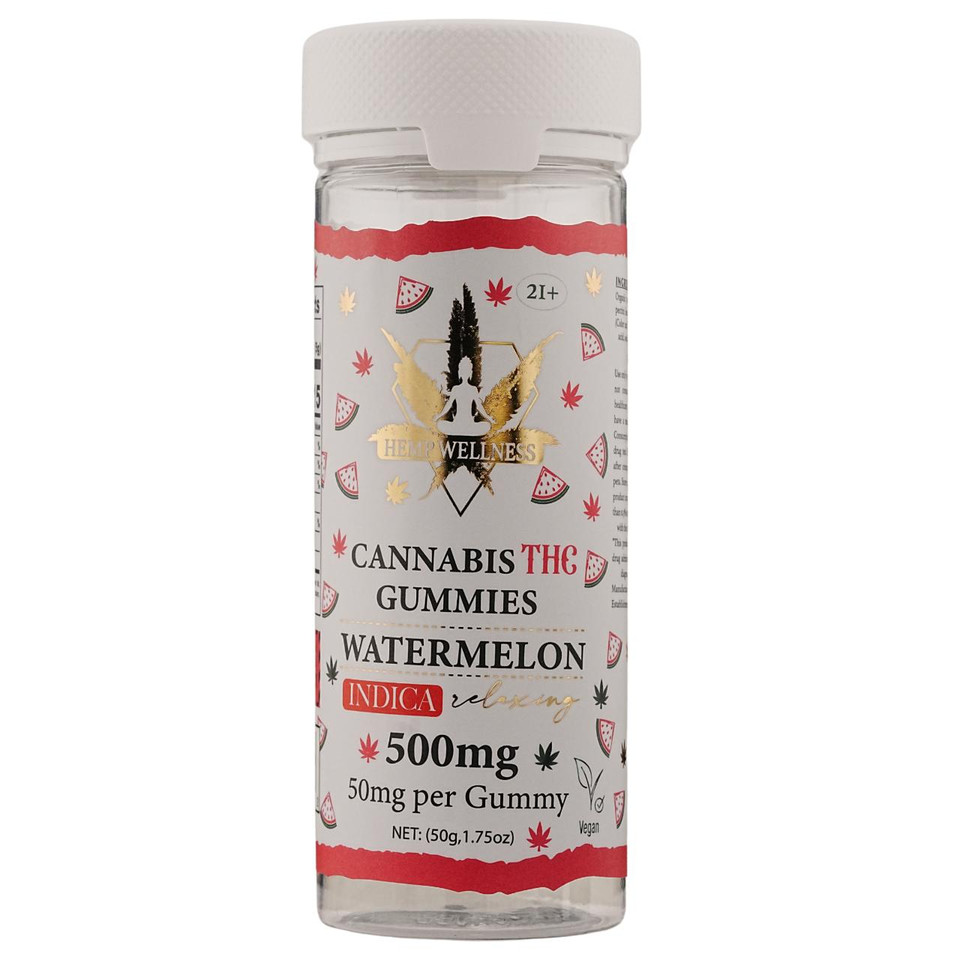 Hemp Wellness Pure Gold THC Gummies 500MG - 10CT Watermelon Indica