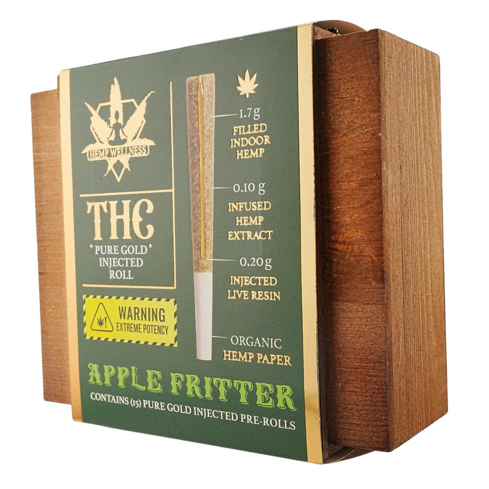 Hemp Wellness Pure Gold THC Injected Prerolls 2G -15CT Apple Fritter Hybrid