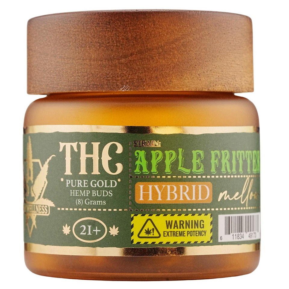 Hemp Wellness Pure Gold THC Hemp Buds 8G Apple Fritter Hybrid