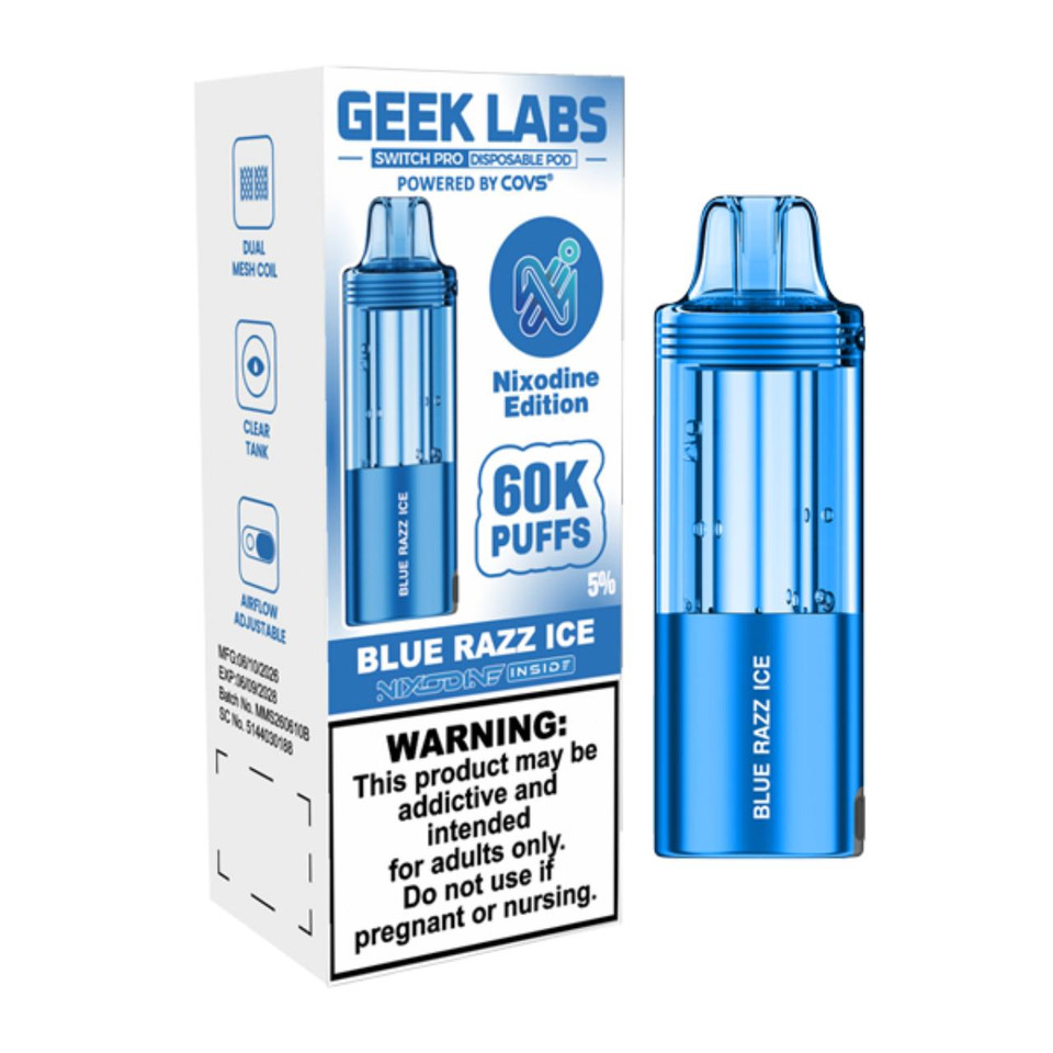 Geek Labs Switch Pro Nixodine 60K Replacement Pod Blue Razz Ice