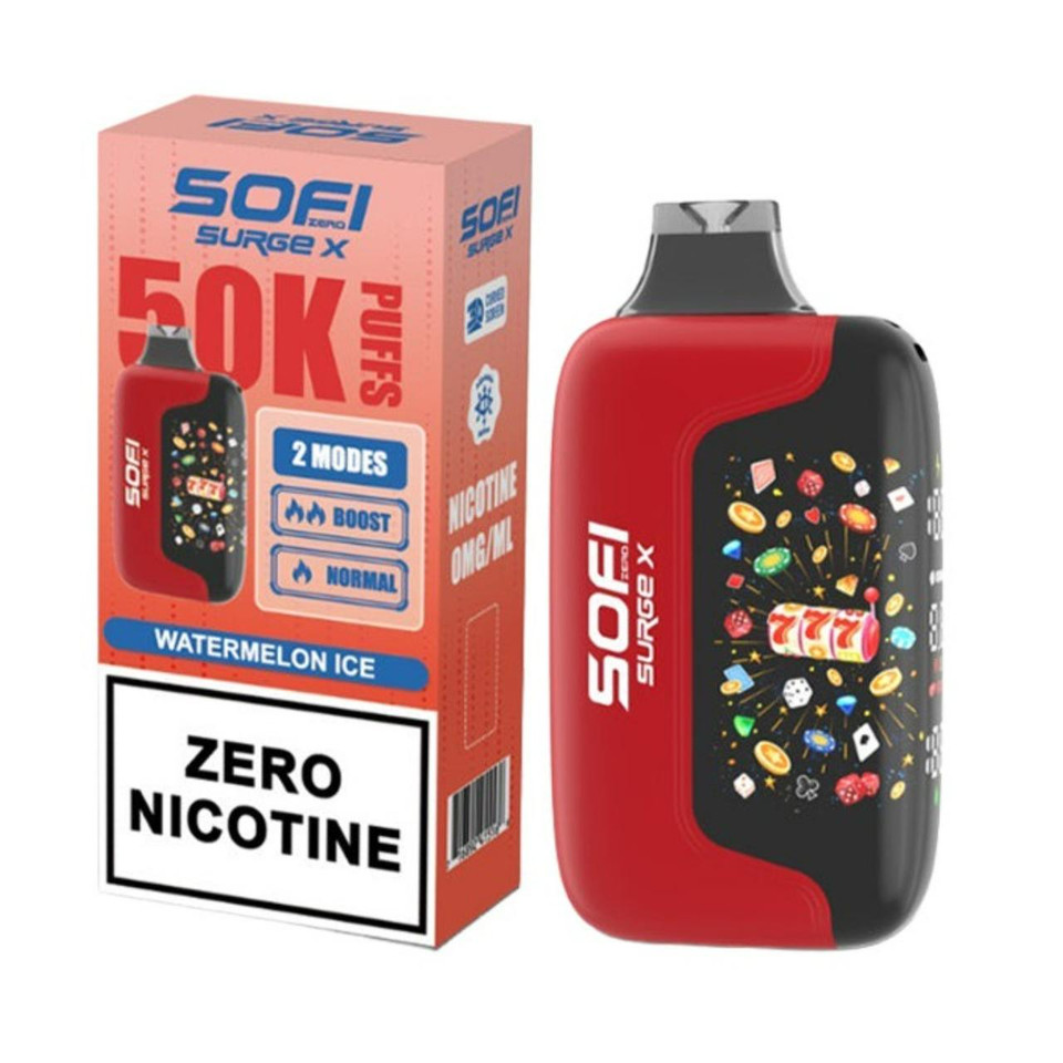 Sofi Surge Zero Nicotine 50000 Puff Disposable Watermelon Ice