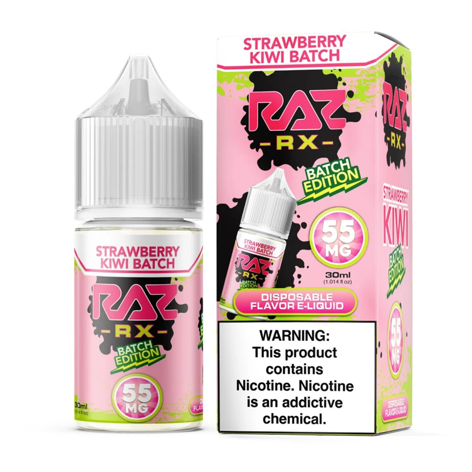 Pod Juice RX Raz Strawberry Kiwi Batch Tobacco Free Nicotine 30ml Salt E-Juice 55mg