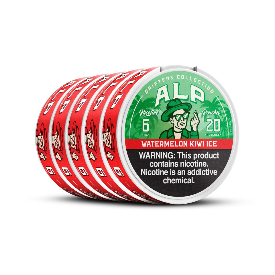 ALP Drifters Nicotine Pouches - 5PK Watermelon Kiwi Ice 6 MG