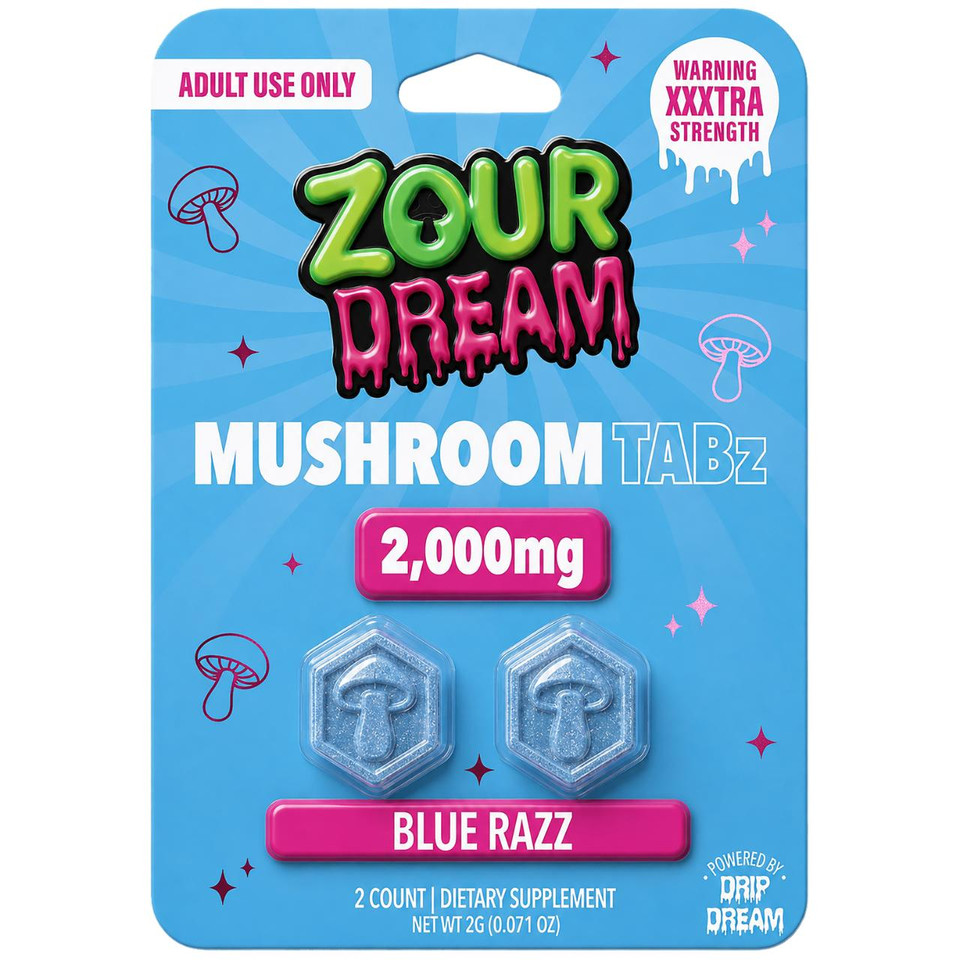Zour Dream Mushroom Tablets 2000MG - 2CT Blue Razz