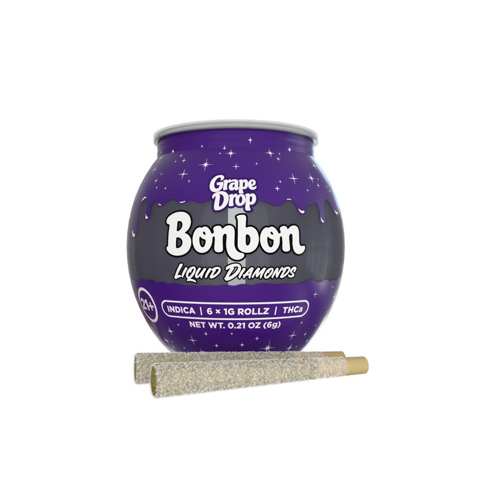 Bonbon THCA Liquid Diamonds Prerolls 1G-6CT Grape Drop Indica