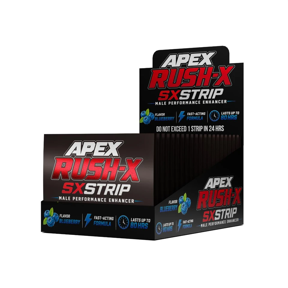 Apex Rush Male Performance Enhancer SX-Strips 20CT RUSH-X BLUEBERRY Display Box