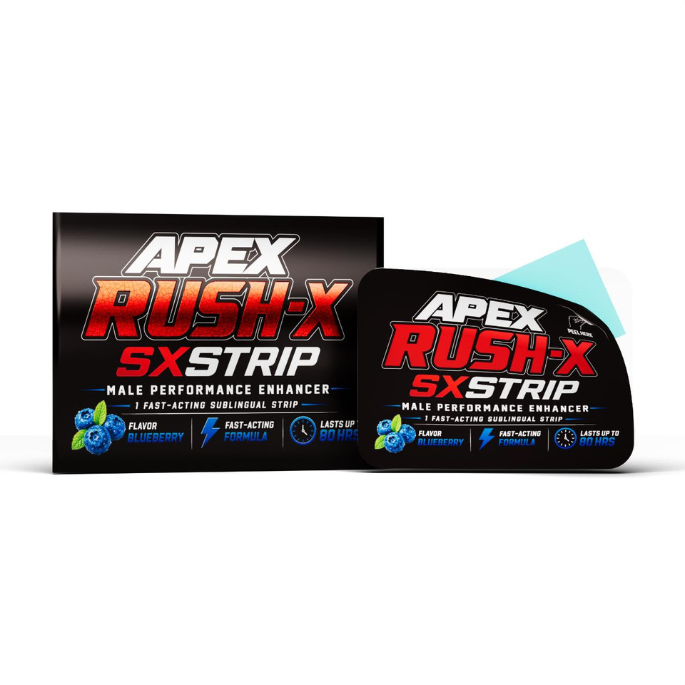 Apex Rush Male Performance Enhancer SX-Strips 20CT RUSH-X BLUEBERRY Unit Box