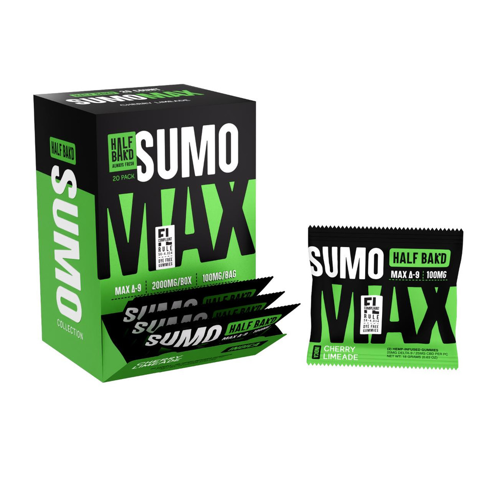 Half Bak'd D9 Max Sumo Gummies 2000MG -20CT Cherry Limeade Indica
