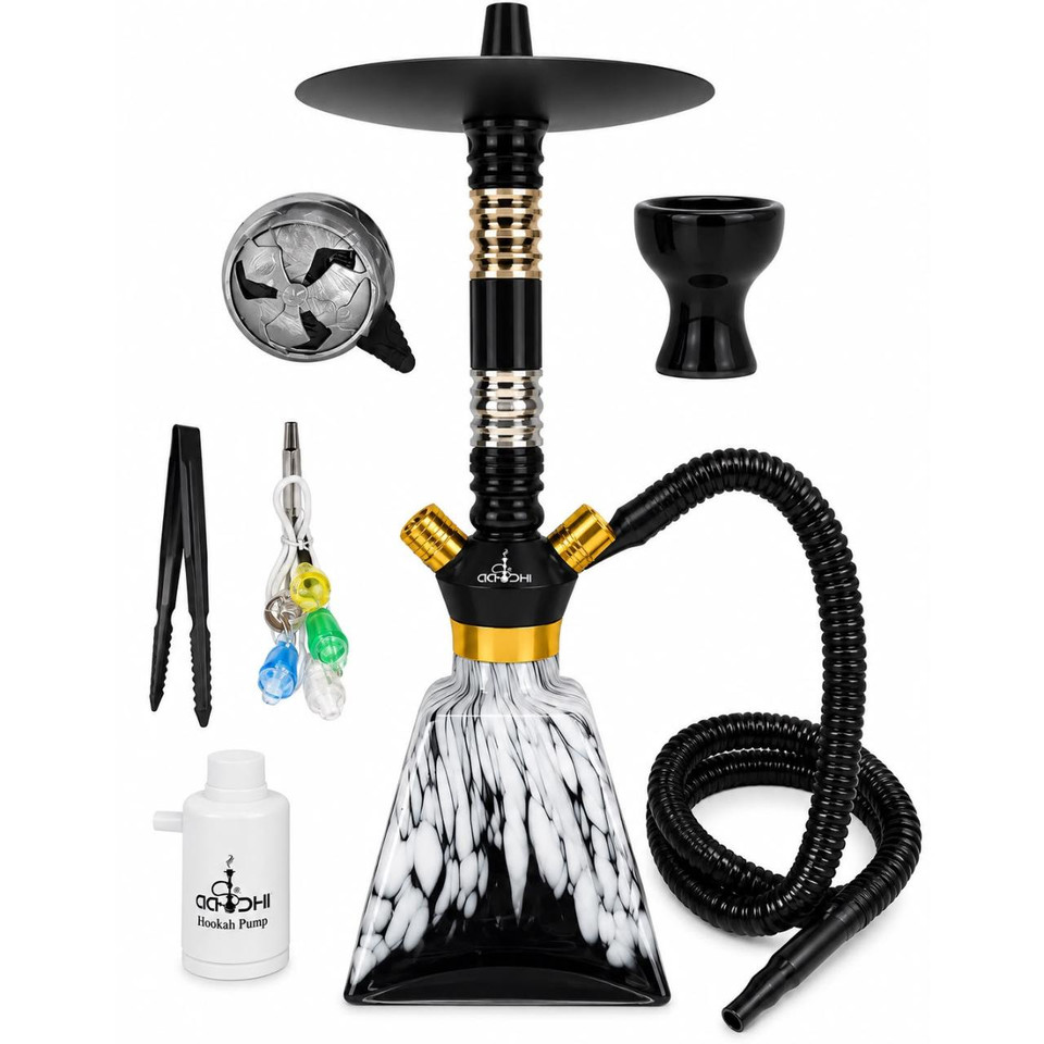Aadhi Flame Premium Hookah Kit Black & White