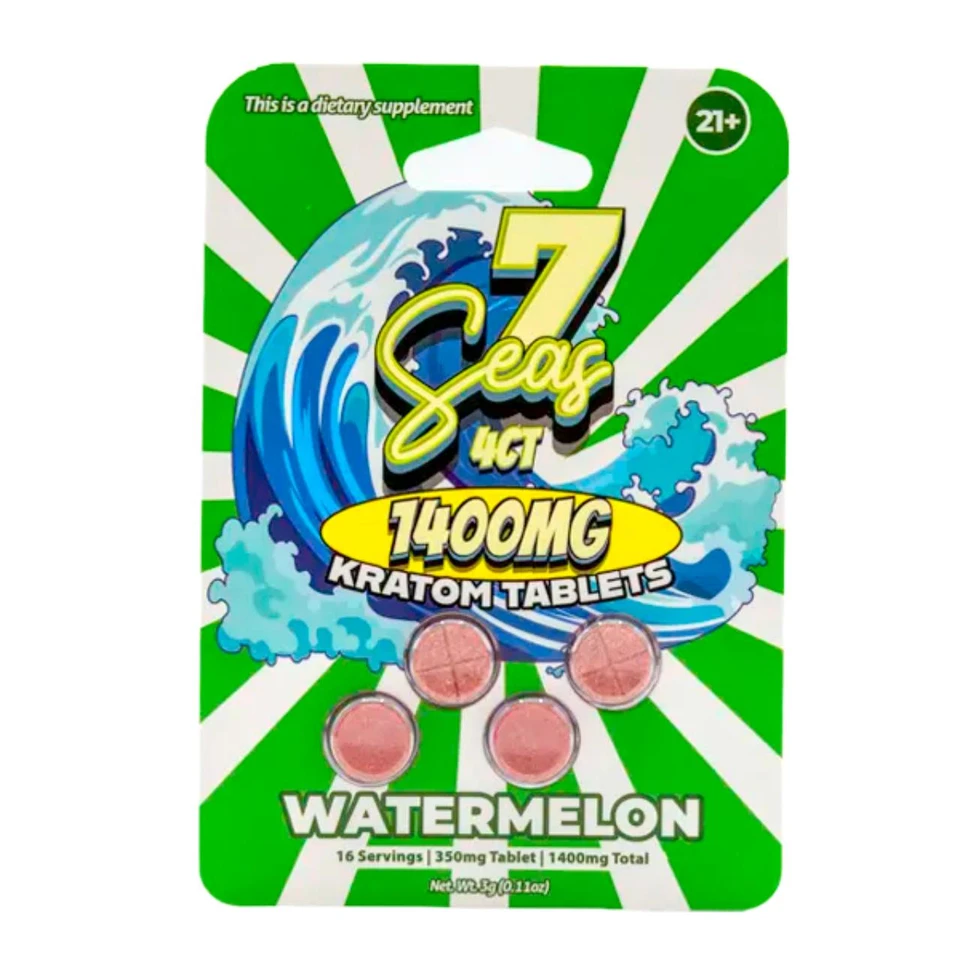 7 Seas Kratom Tablets 1400MG – 4CT Watermelon
