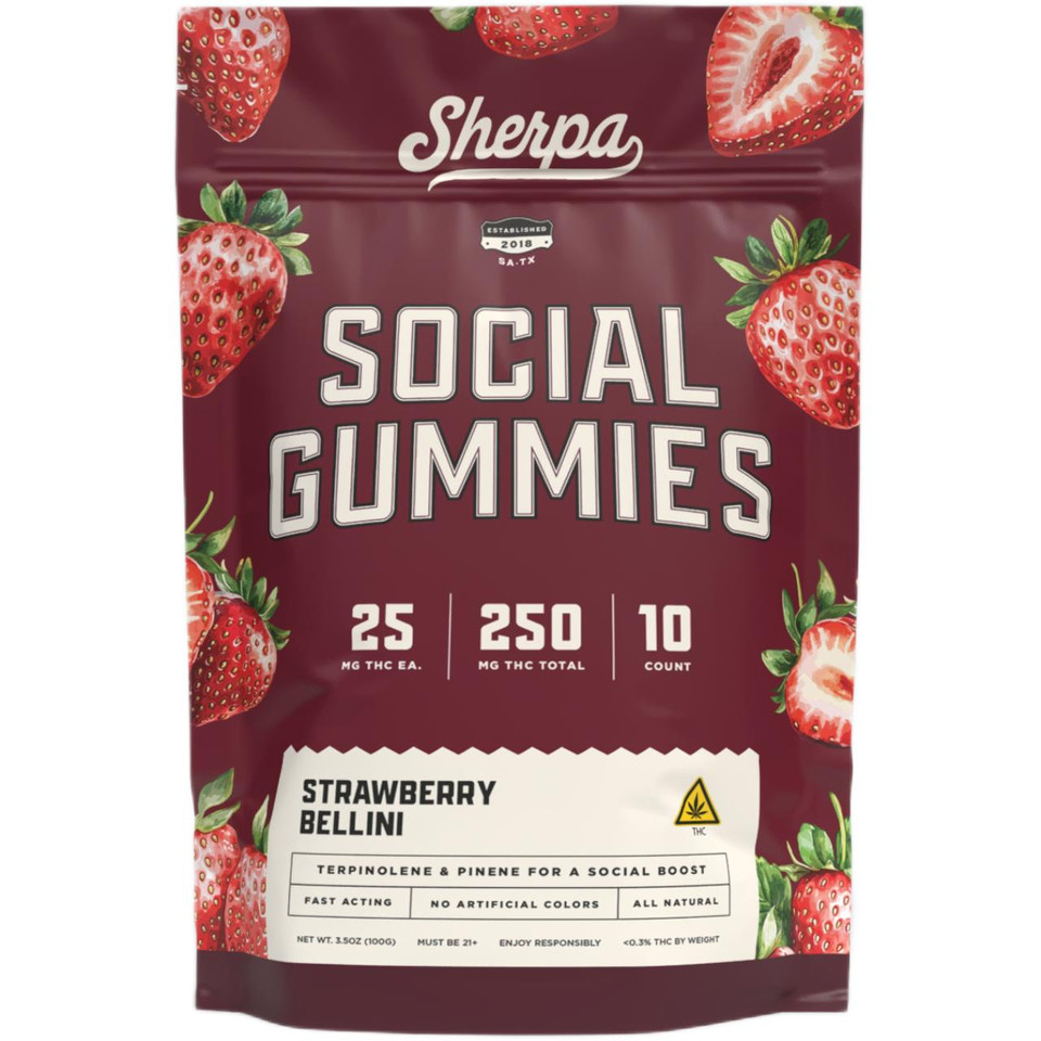 Sherpa THC Gummies 25 MG Social Blend - Strawberry Belini
