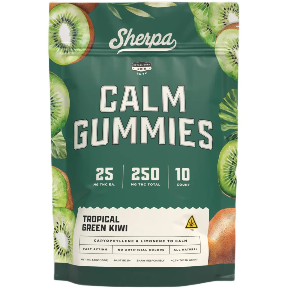 Sherpa THC Gummies 25 MG Calm Blend - Tropical Green Kiwi