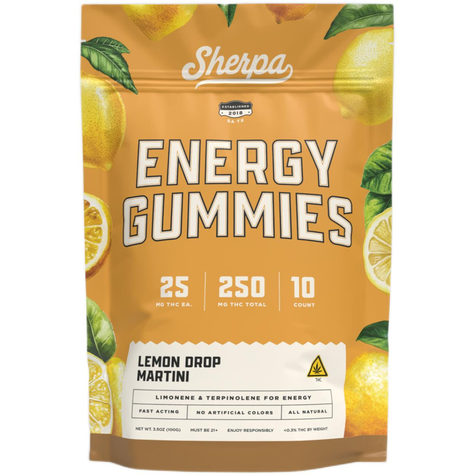 Sherpa THC Gummies 25 MG Energy Blend - Lemon Drop Martini