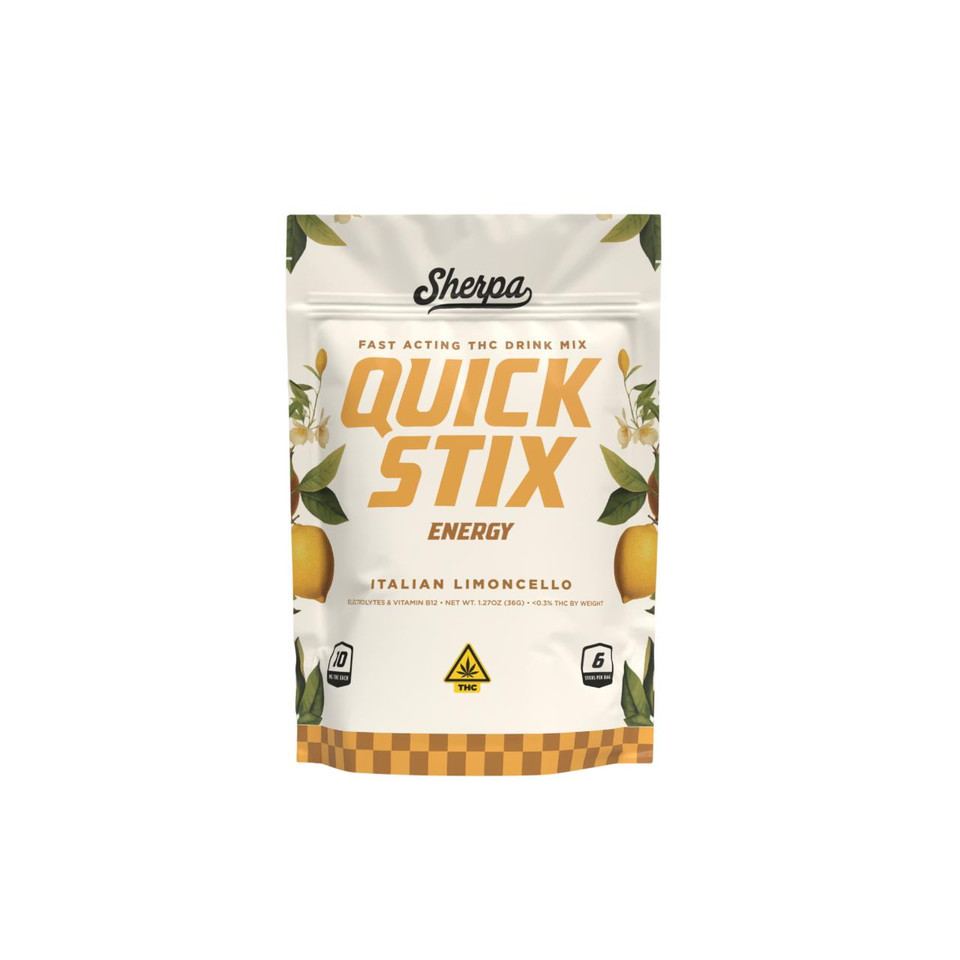 Sherpa THC Quick Stix Drink Packet 10 MG Energy Blend- Italian Limoncello