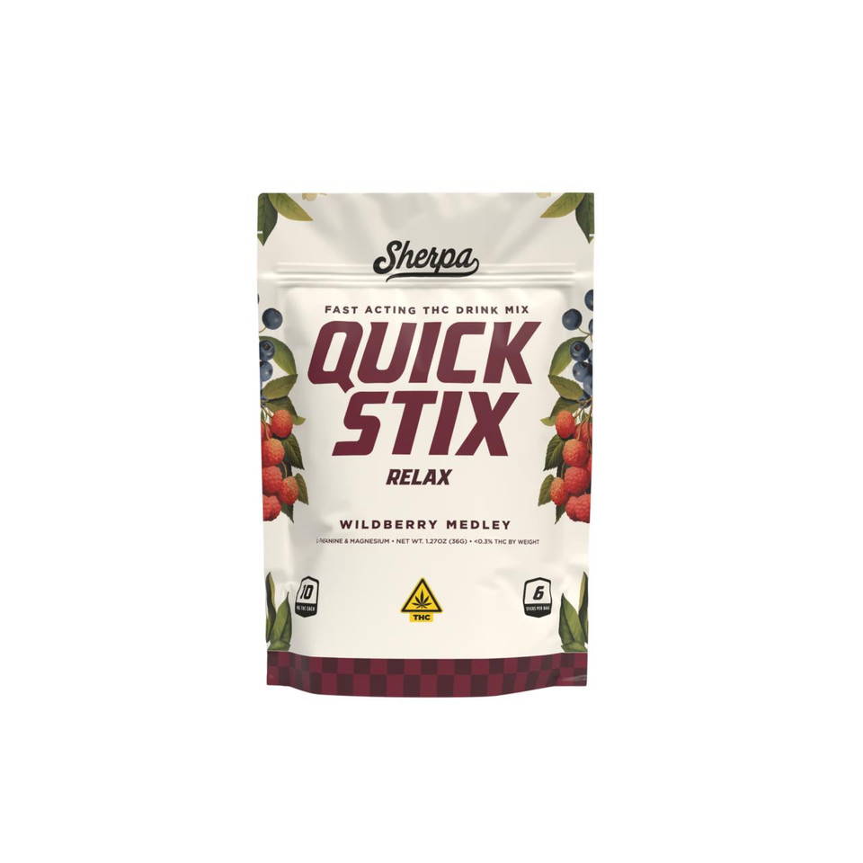 Sherpa THC Quick Stix Drink Packet 10 MG Relax Blend - Wild berry Medley