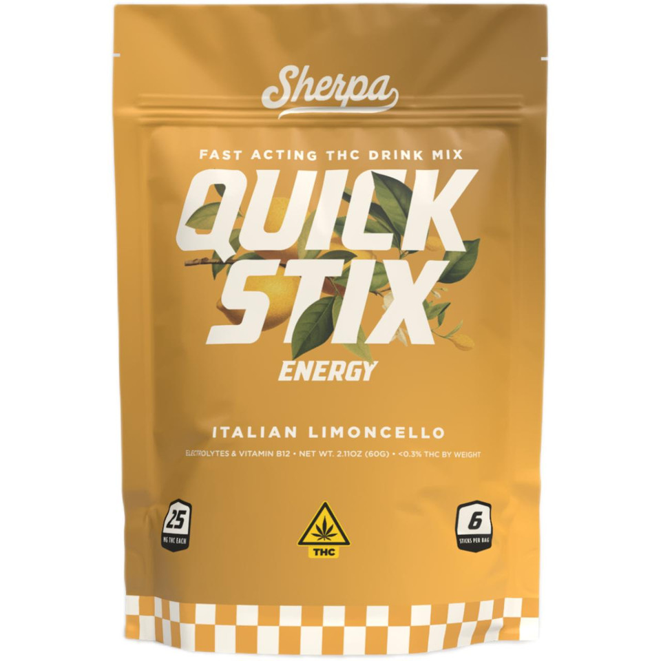 Sherpa THC Quick Stix Drink Packet 25 MG Energy Blend- Italian Limoncello
