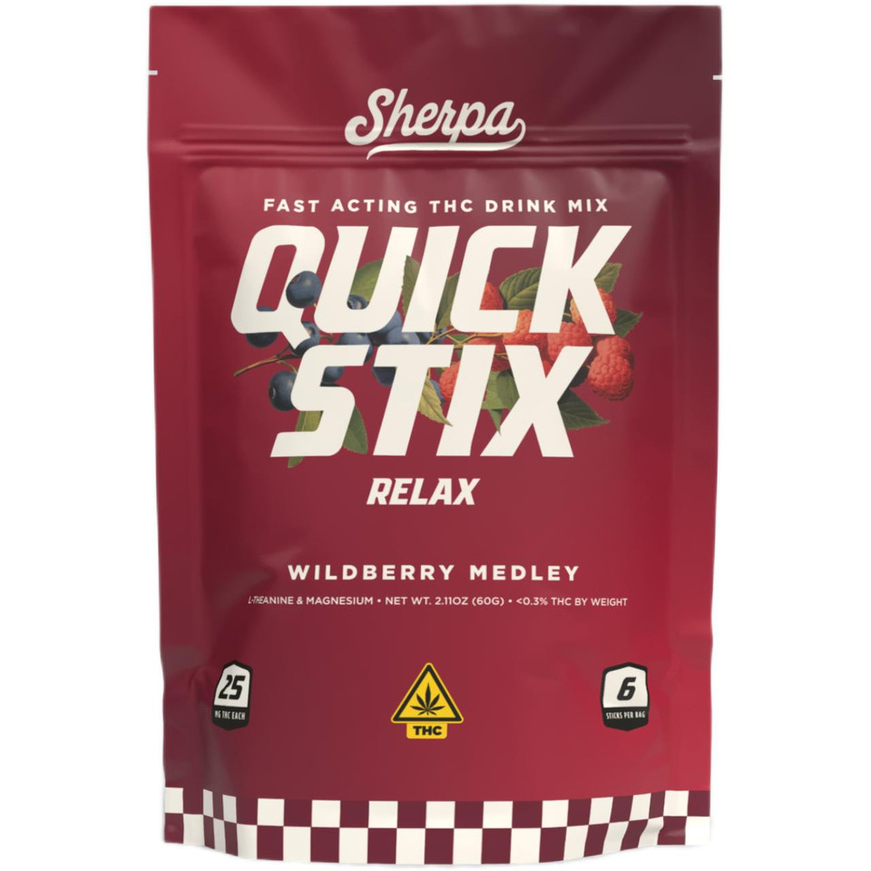 Sherpa THC Quick Stix Drink Packet 25 MG Relax Blend - Wild berry Medley
