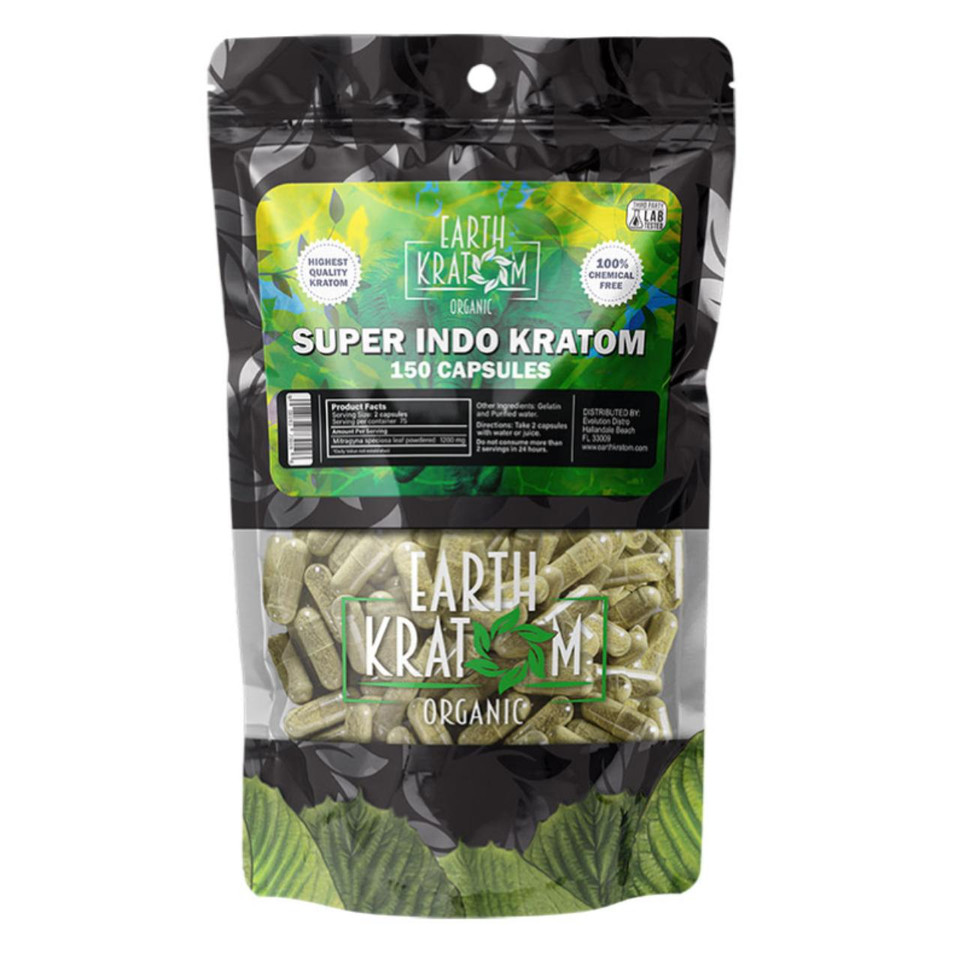 Earth Kratom Capsules 150CT Super Indo