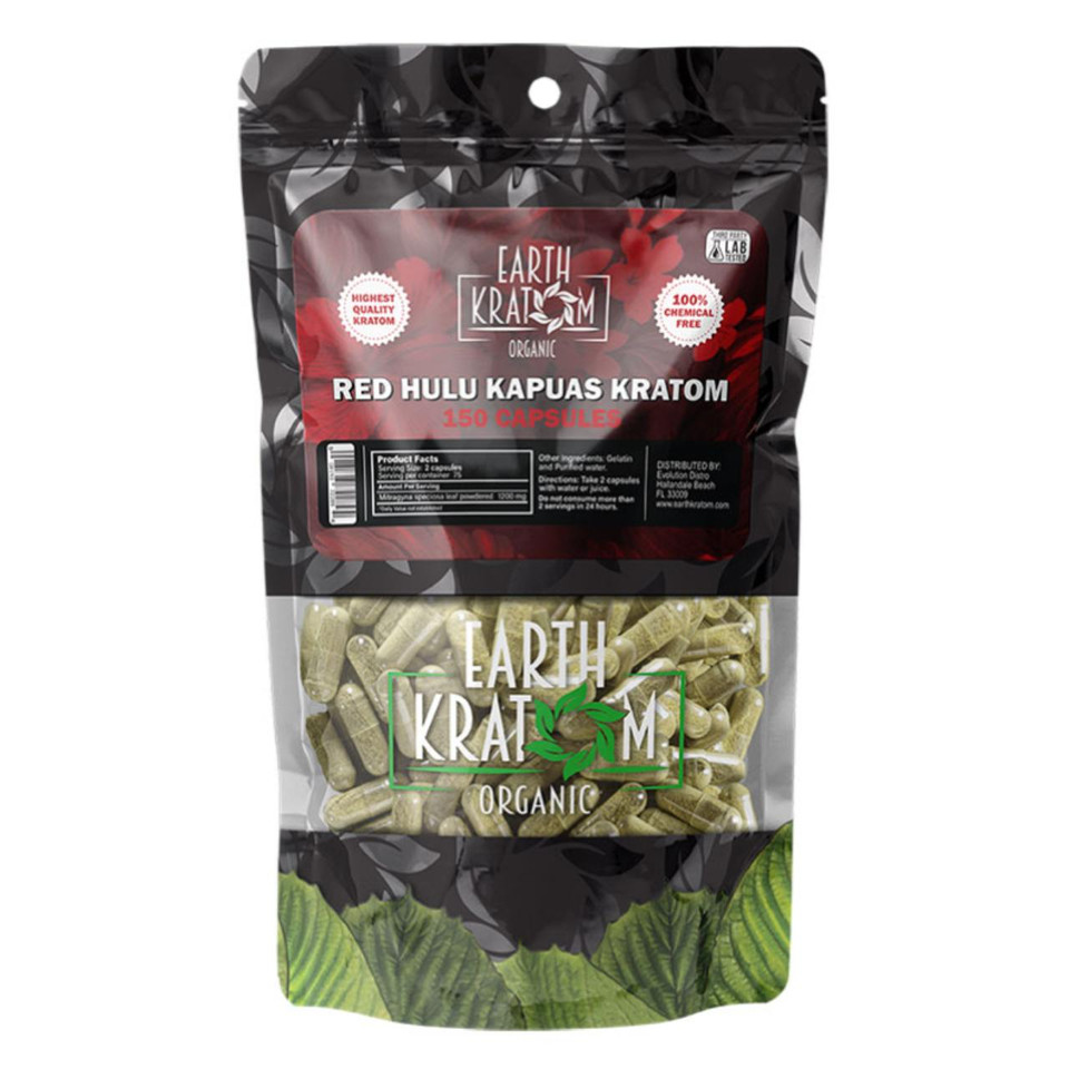 Earth Kratom Capsules 150CT Red Hulu Kapuas