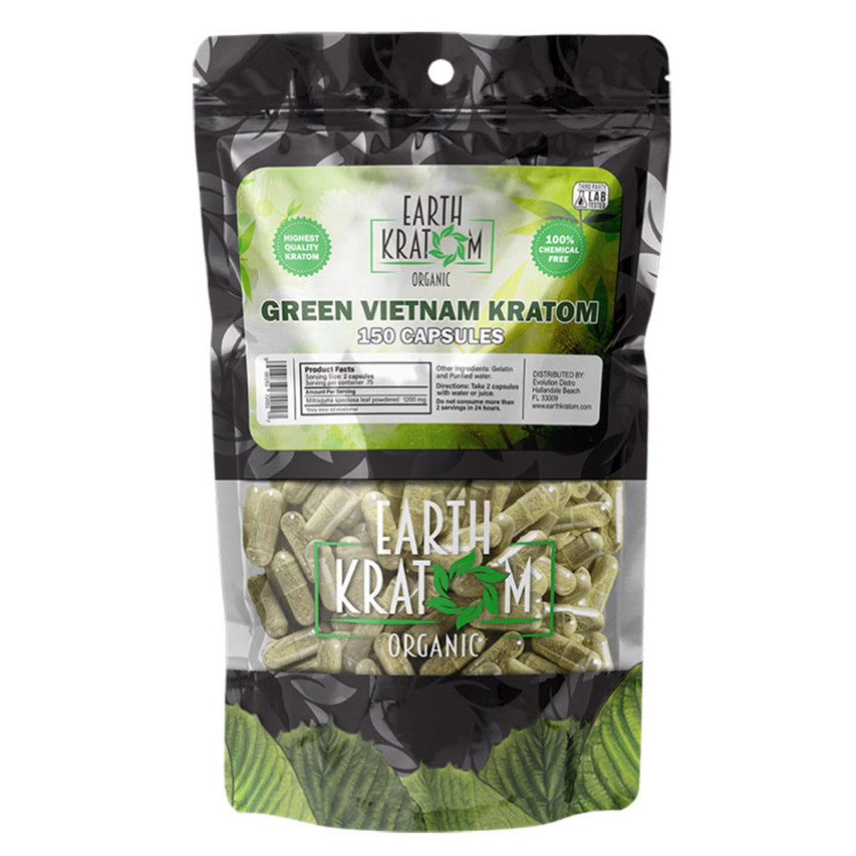 Earth Kratom Capsules 150CT Green Vietnam