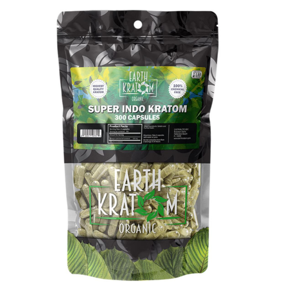 Earth Kratom Capsules 300CT Super Indo