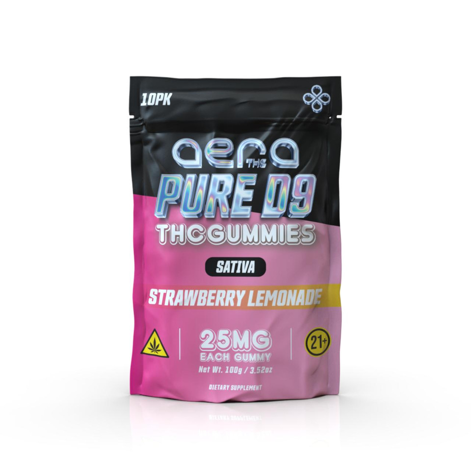 AERA THC Pure D9 Gummies 250MG -10CT Strawberry Lemonade Sativa