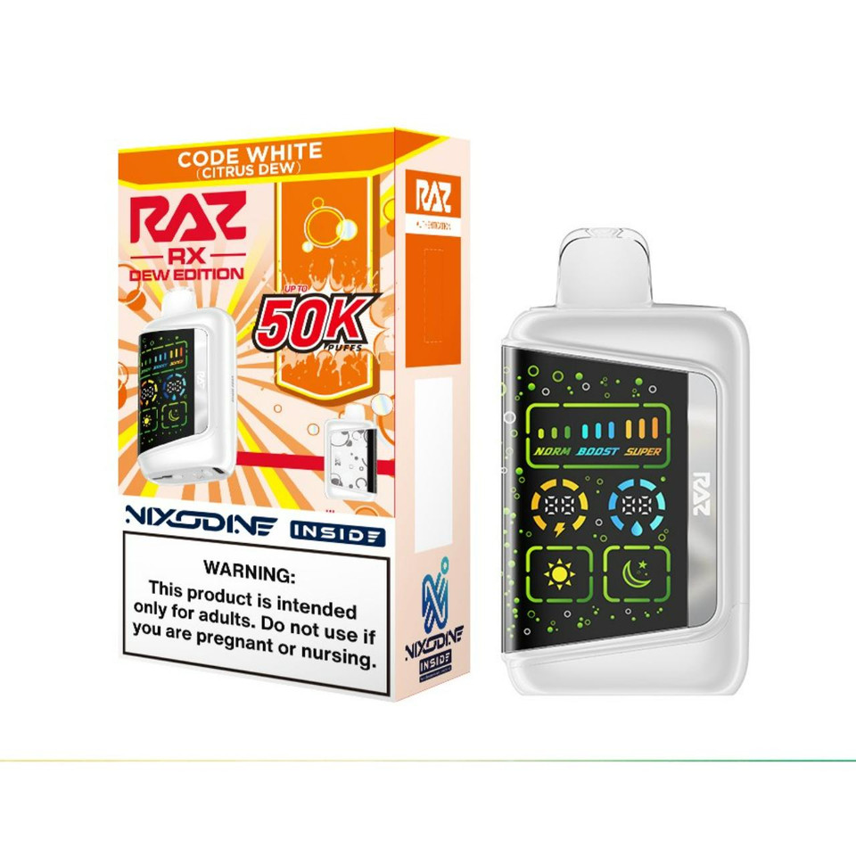 RAZ RX Nixodine 50K Puff Disposable Code White