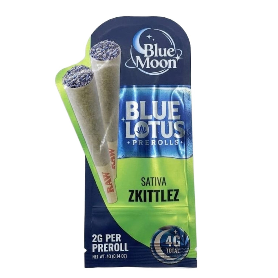 Blue Moon Blue Lotus Prerolls 4G-2CT Zkittlez Sativa